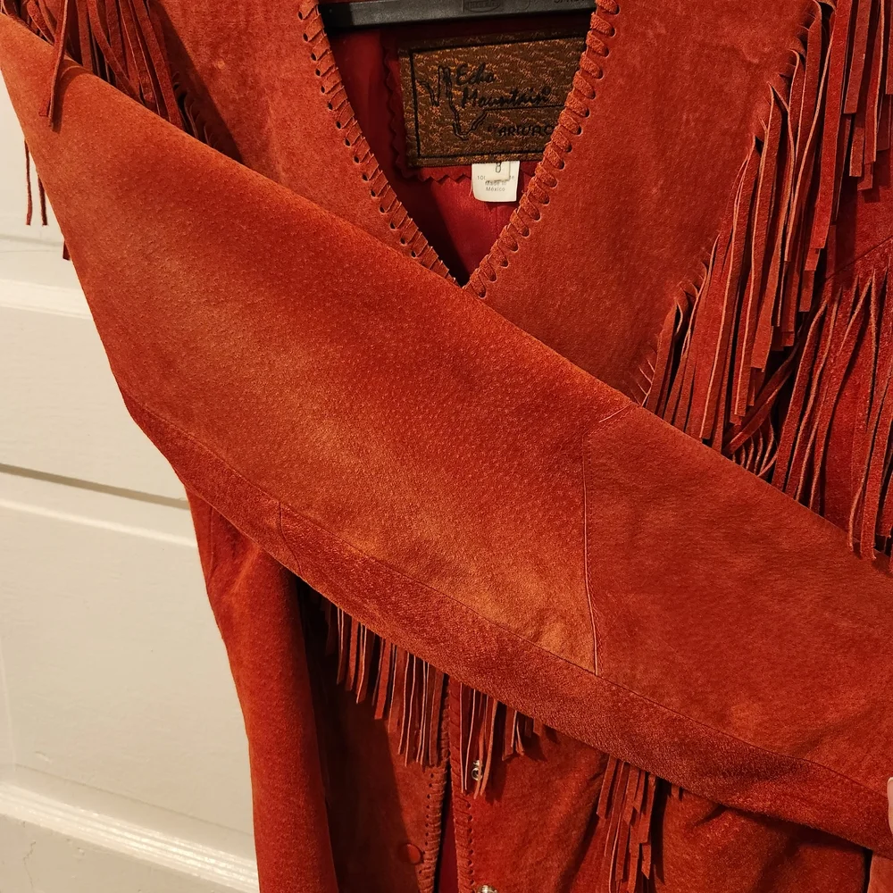 Echo Mountain by Arturo Suede Fringe Jacket - Rust - Made In Mexico - Vintage - Picture 7 of 12